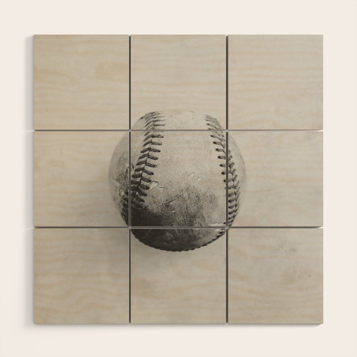 Vintage Baseball Black and White Wood Wall Art Gallery Image 1
