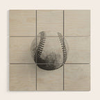 Vintage Baseball Black and White Wood Wall Art Gallery Image 1