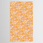 Pop Art Stripe Flowers in Retro Tangerine Tablecloth Gallery Image 2