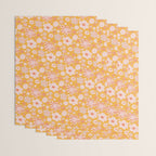 Pop Art Stripe Flowers in Retro Tangerine Wrapping Paper Gallery Image 3