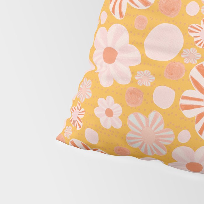 Pop Art Stripe Flowers in Retro Tangerine Pillow Sham Gallery Image 4