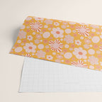 Pop Art Stripe Flowers in Retro Tangerine Wrapping Paper Gallery Image 2