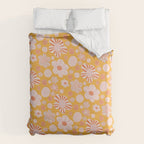 Pop Art Stripe Flowers in Retro Tangerine Duvet Cover Gallery Image 6