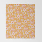 Pop Art Stripe Flowers in Retro Tangerine Throw Blanket Gallery Image 2