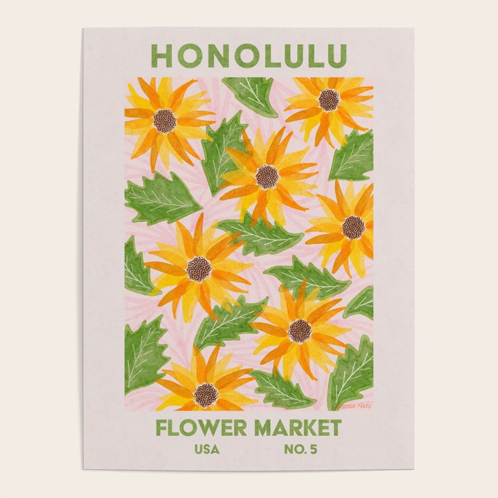 Honolulu Flower Market Poster Gallery Image 1