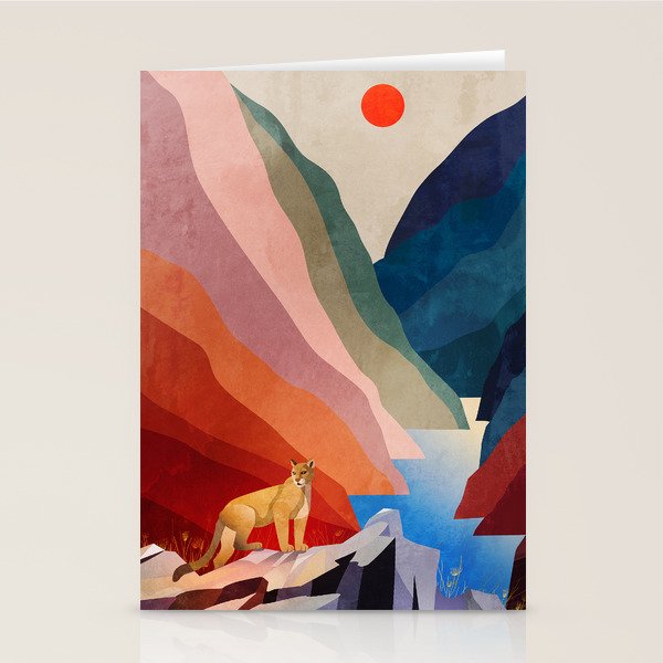 Mountain lion standing on a rock Stationery Card Gallery Image 2
