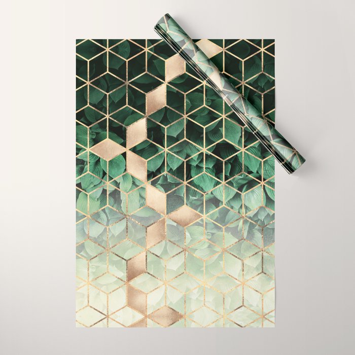Leaves And Cubes Wrapping Paper Gallery Image 1