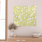 Mid Century Modern Abstract Loop Pattern in Light Linden Yellow and White Wall Tapestry Gallery Image 2
