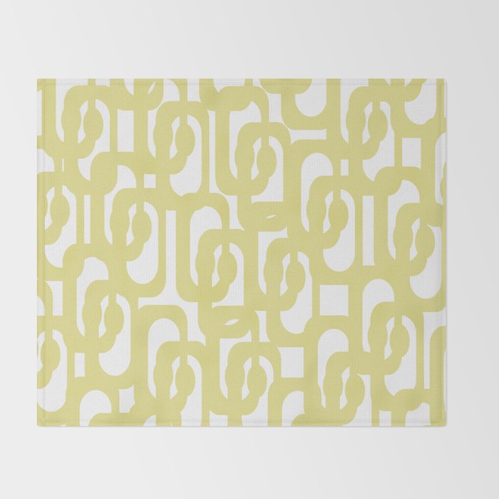 Mid Century Modern Abstract Loop Pattern in Light Linden Yellow and White Throw Blanket Gallery Image 2
