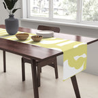 Mid Century Modern Abstract Loop Pattern in Light Linden Yellow and White Table Runner Gallery Image 2