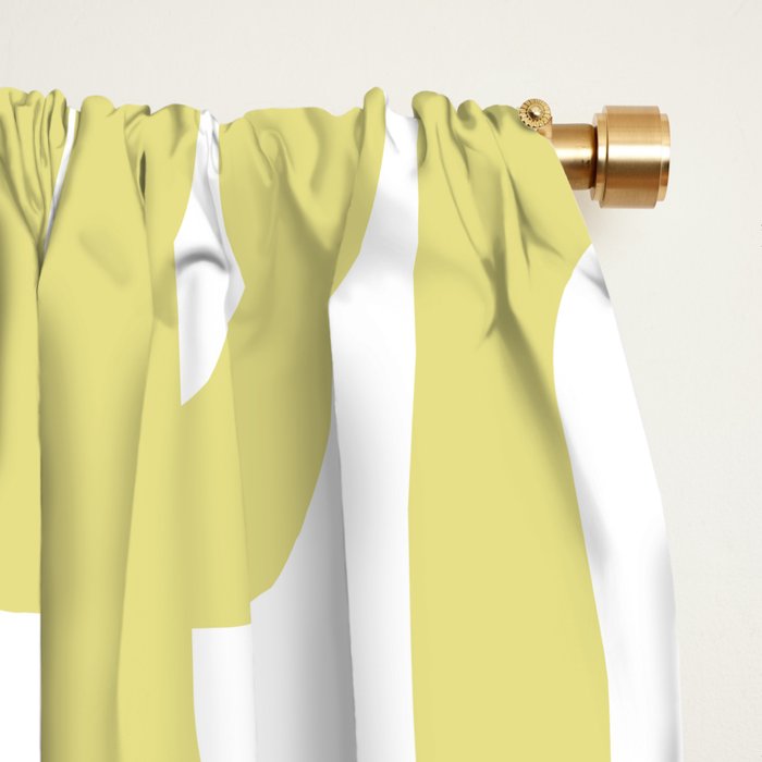 Mid Century Modern Abstract Loop Pattern in Light Linden Yellow and White Window Curtain Gallery Image 2