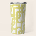 Mid Century Modern Abstract Loop Pattern in Light Linden Yellow and White Travel Mug Gallery Image 2