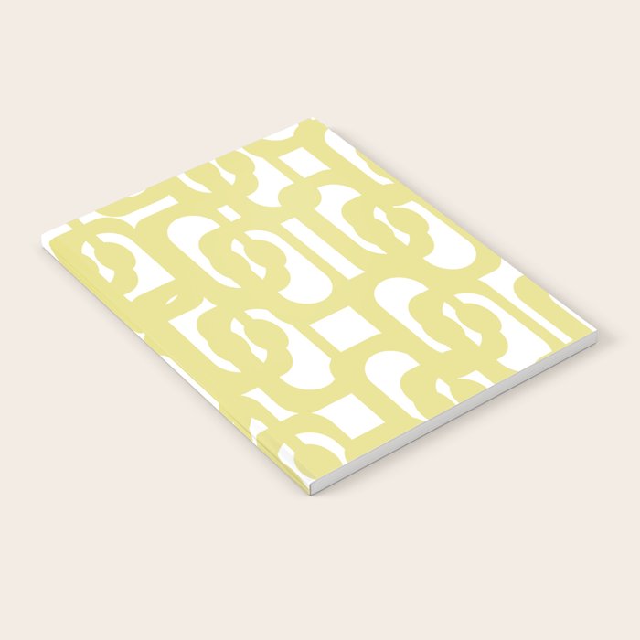 Mid Century Modern Abstract Loop Pattern in Light Linden Yellow and White Notebook Gallery Image 1