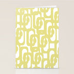 Mid Century Modern Abstract Loop Pattern in Light Linden Yellow and White Stationery Card Gallery Image 2