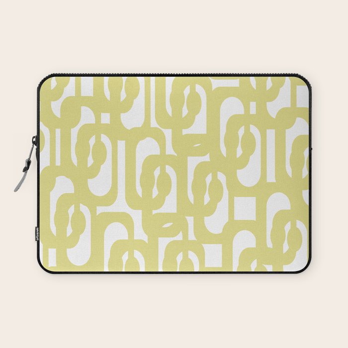 Mid Century Modern Abstract Loop Pattern in Light Linden Yellow and White Laptop Sleeve Gallery Image 1