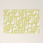 Mid Century Modern Abstract Loop Pattern in Light Linden Yellow and White Welcome Mat Gallery Image 1