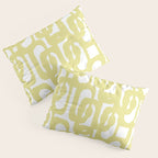 Mid Century Modern Abstract Loop Pattern in Light Linden Yellow and White Pillow Sham Gallery Image 3
