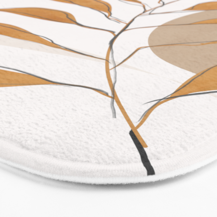 Minimal Abstract Art Tropical Leaf  Bath Mat Gallery Image 3