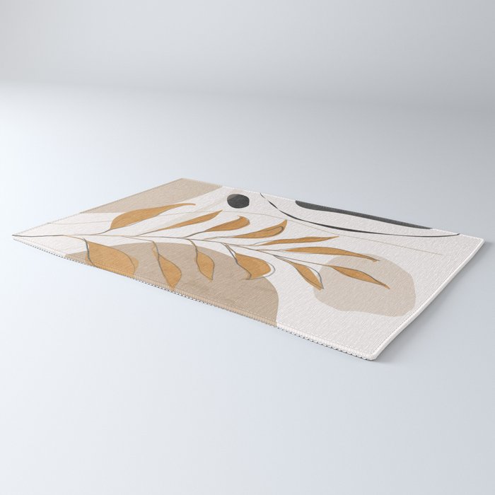 Minimal Abstract Art Tropical Leaf  Rug Gallery Image 3