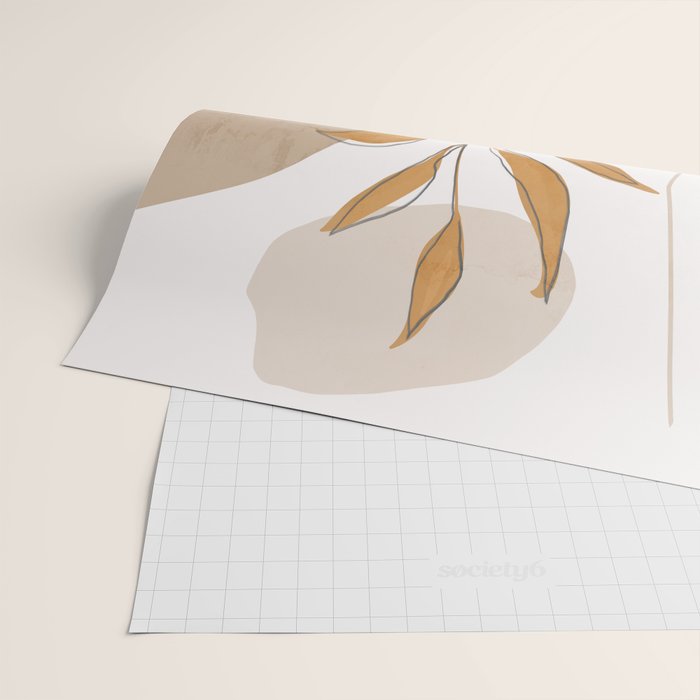 Minimal Abstract Art Tropical Leaf  Wrapping Paper Gallery Image 2