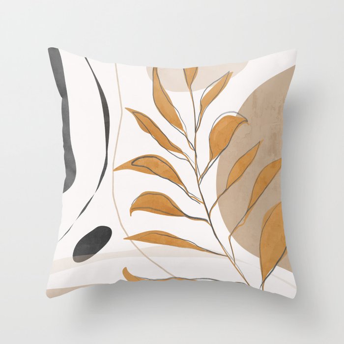 Minimal Abstract Art Tropical Leaf  Throw Pillow Gallery Image 6