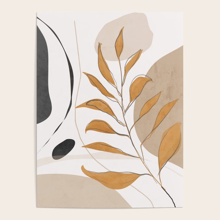 Minimal Abstract Art Tropical Leaf  Poster Gallery Image 1