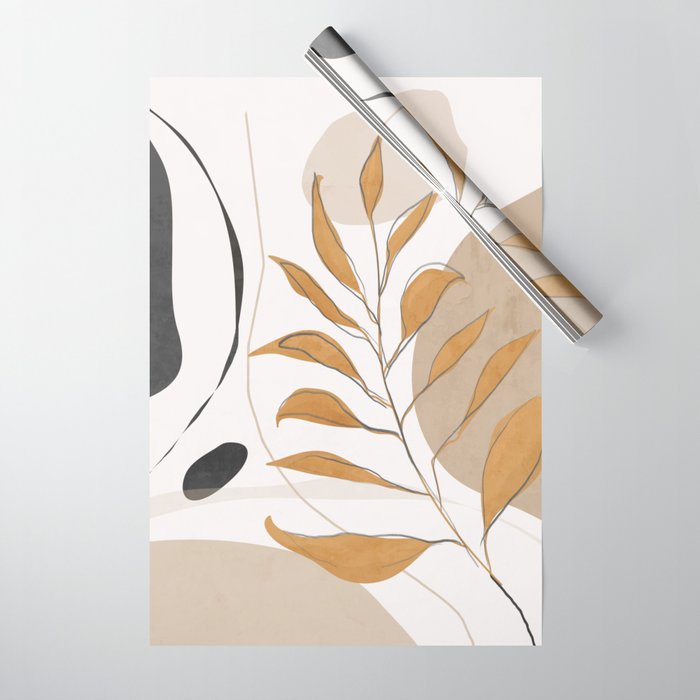 Minimal Abstract Art Tropical Leaf  Wrapping Paper Gallery Image 1