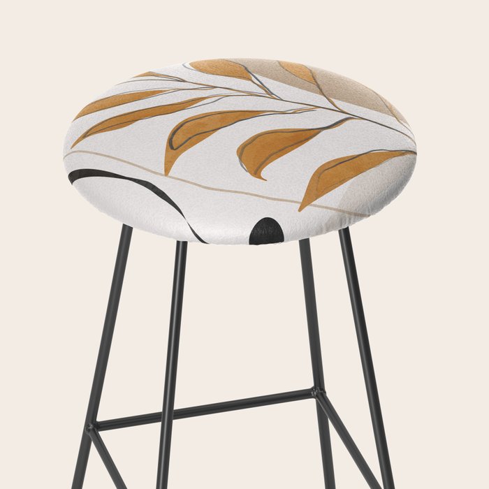 Minimal Abstract Art Tropical Leaf  Stool Gallery Image 2