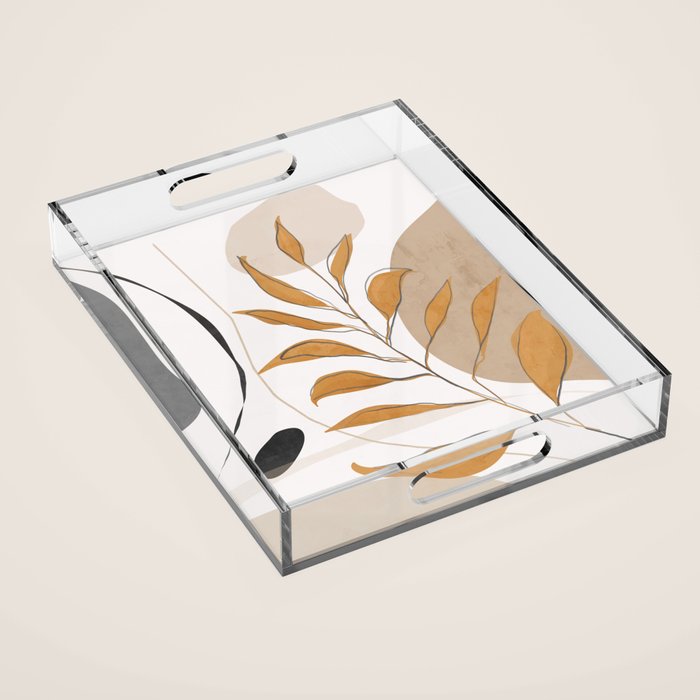 Minimal Abstract Art Tropical Leaf  Acrylic Tray Gallery Image 1