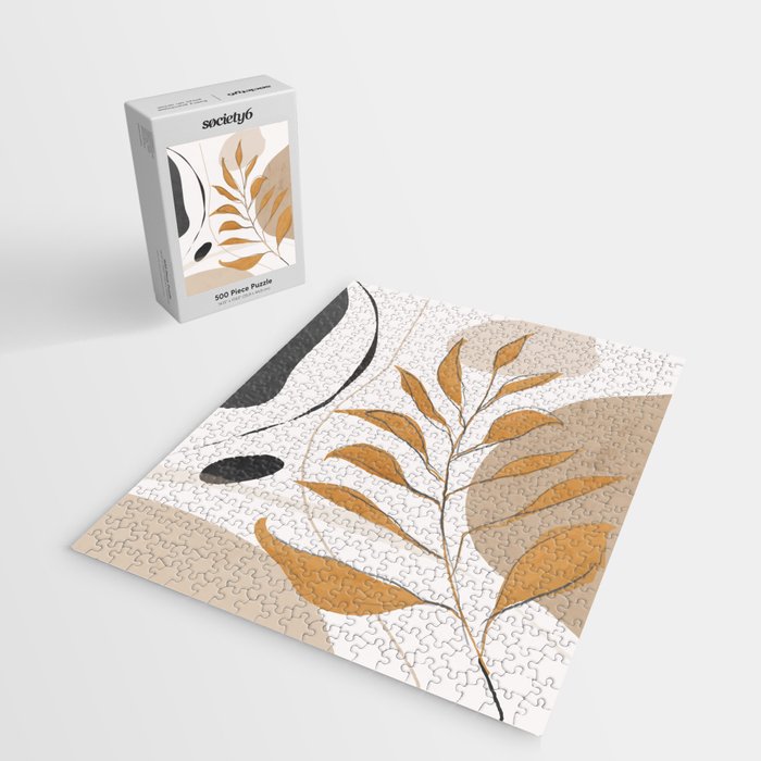 Minimal Abstract Art Tropical Leaf  Jigsaw Puzzle Gallery Image 2