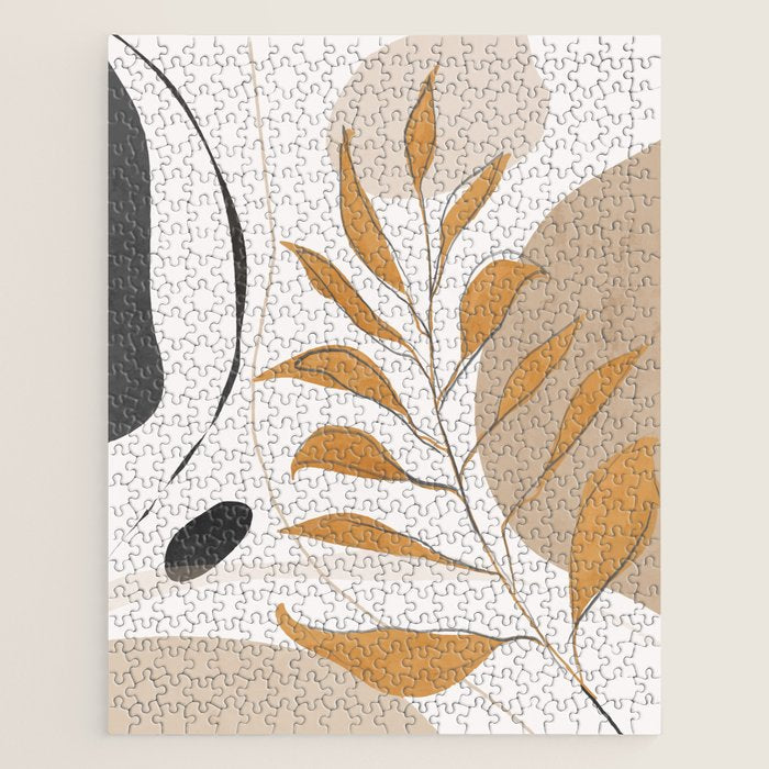 Minimal Abstract Art Tropical Leaf  Jigsaw Puzzle Gallery Image 1