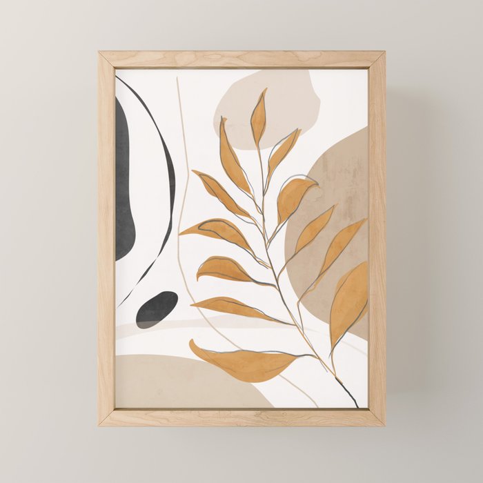 Minimal Abstract Art Tropical Leaf  Mini Art Print Gallery Image 1