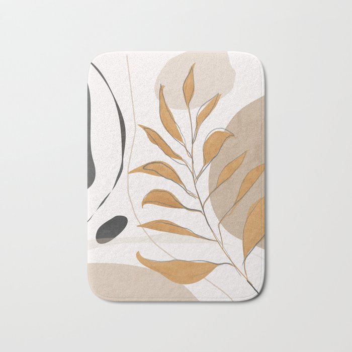 Minimal Abstract Art Tropical Leaf  Bath Mat Gallery Image 1