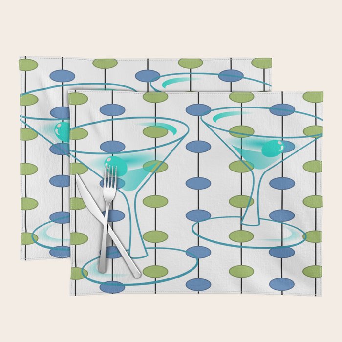 Mid-Century Modern Atomic Art Cocktails 1.0 Placemat Gallery Image 1