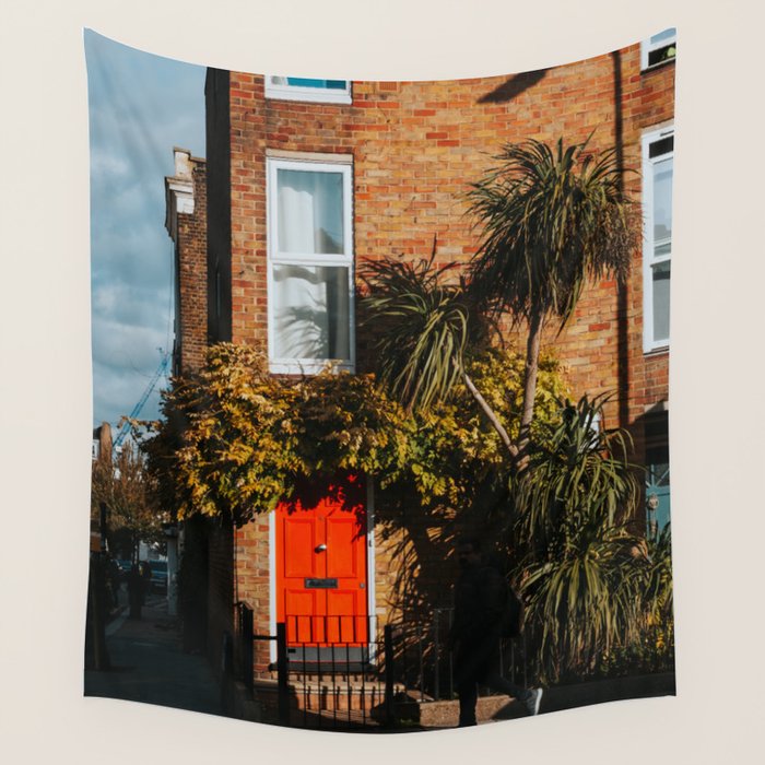 London Red Door  - Photography Wall Tapestry Gallery Image 1