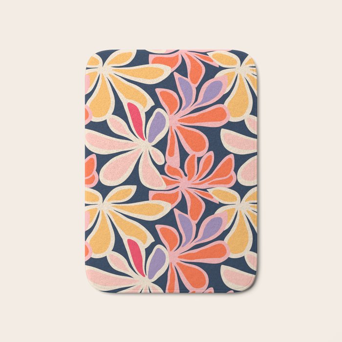 Abstract vintage flower art pattern Bath Mat Gallery Image 1
