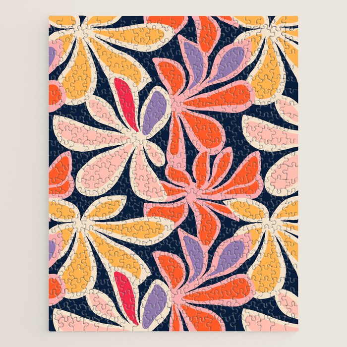 Abstract vintage flower art pattern Jigsaw Puzzle Gallery Image 1