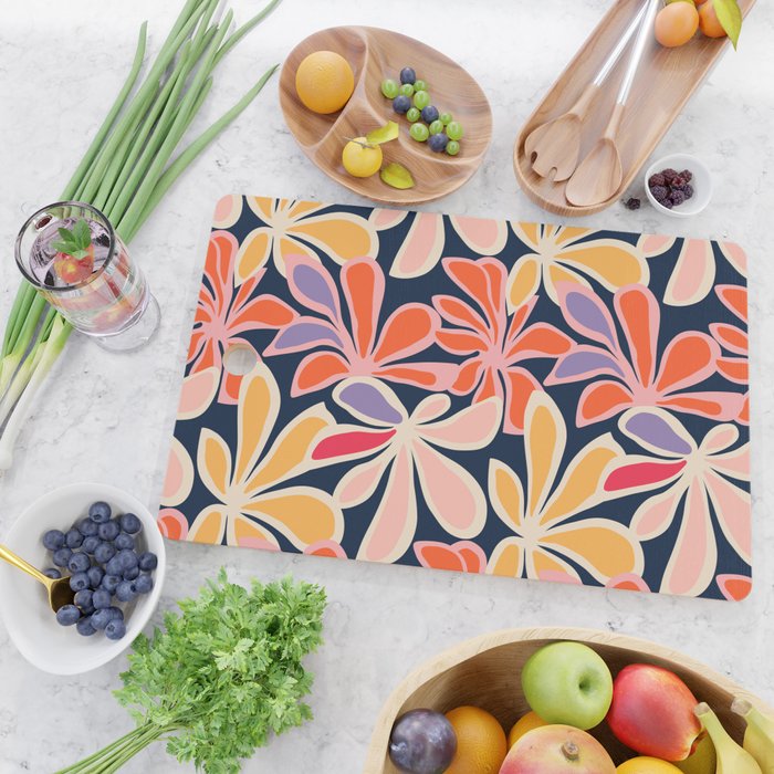 Abstract vintage flower art pattern Cutting Board Gallery Image 2