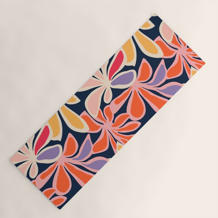 Abstract vintage flower art pattern Yoga Mat Gallery Image 1