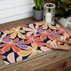 Abstract vintage flower art pattern Outdoor Rug Gallery Image 2