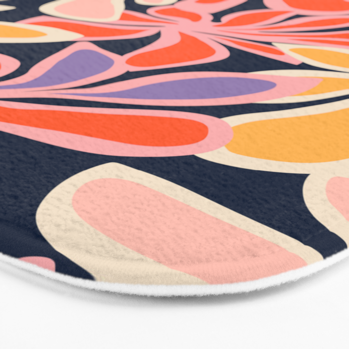 Abstract vintage flower art pattern Bath Mat Gallery Image 3