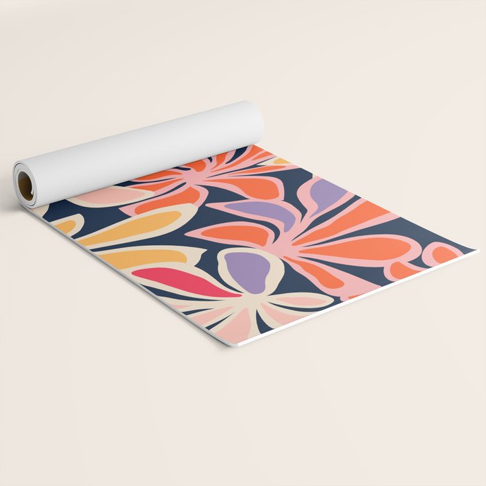 Abstract vintage flower art pattern Yoga Mat Gallery Image 2