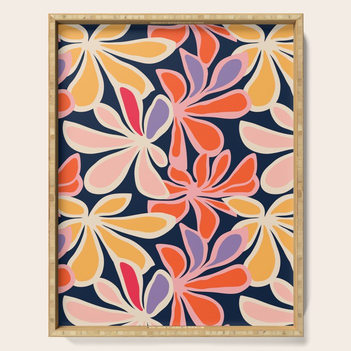 Abstract vintage flower art pattern Serving Tray Gallery Image 1
