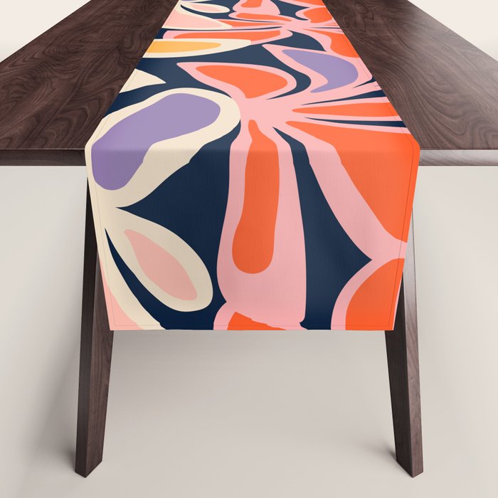Abstract vintage flower art pattern Table Runner Gallery Image 1
