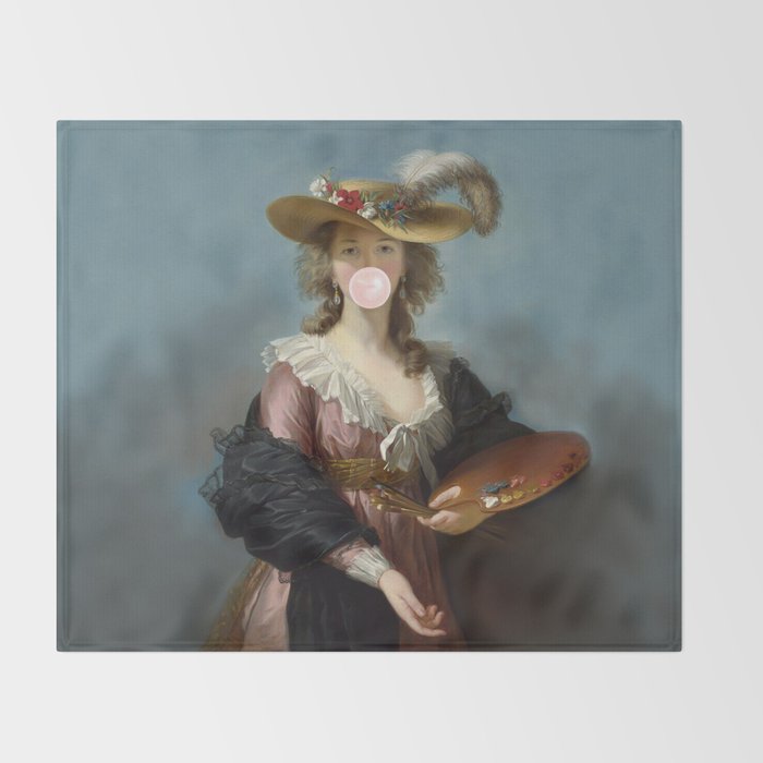 Bubble Gum Diva in a Straw Hat Throw Blanket Gallery Image 2