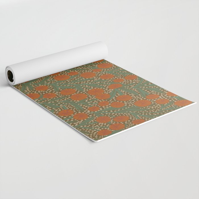 Summer Garden / Green & Orange Yoga Mat Gallery Image 2