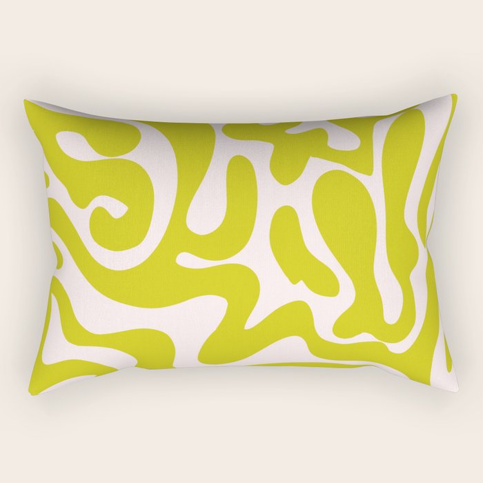 Liquid swirl retro vintage pattern in cyber lime creamy  Rectangular Pillow Gallery Image 2