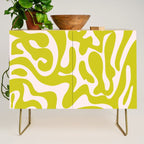 Liquid swirl retro vintage pattern in cyber lime creamy  Credenza Gallery Image 1