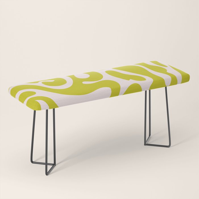 Liquid swirl retro vintage pattern in cyber lime creamy  Bench Gallery Image 1