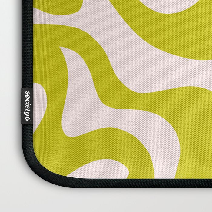 Liquid swirl retro vintage pattern in cyber lime creamy  Laptop Sleeve Gallery Image 3